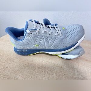 New Balance Running Sneakers - Light Gray, Blue & Neon Yellow Accents